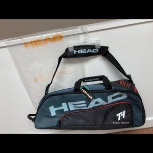 NWT HEAD tour team 6r combi tennis/racquet bag, black grey bag